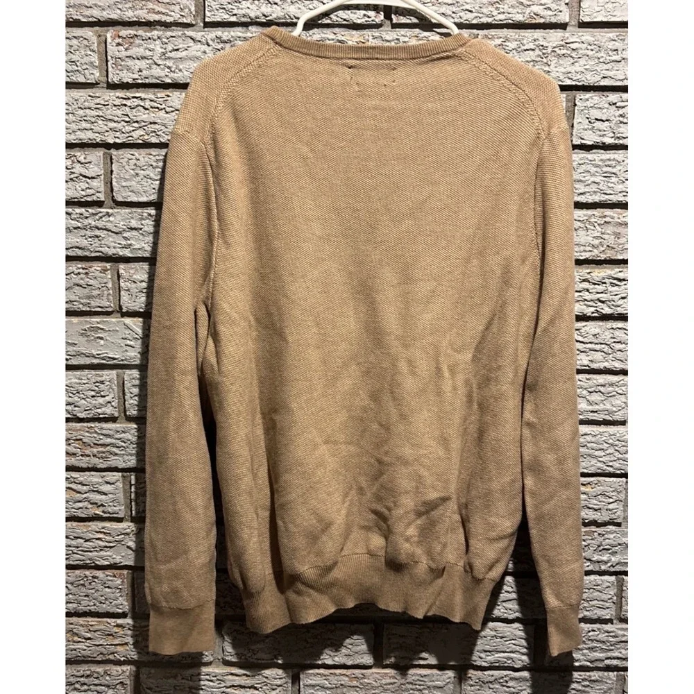 Polo Ralph Lauren Mens XL Pima Cotton Crewneck Sweater Tan Beige Knit Pony Logo